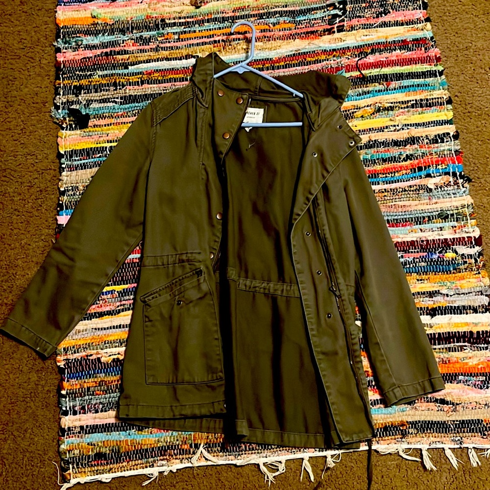 Army green jacket with hood